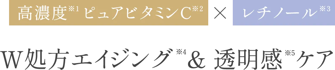 高濃度ピュアビタミンC × レチノール W処方エイジング&透明感ケア